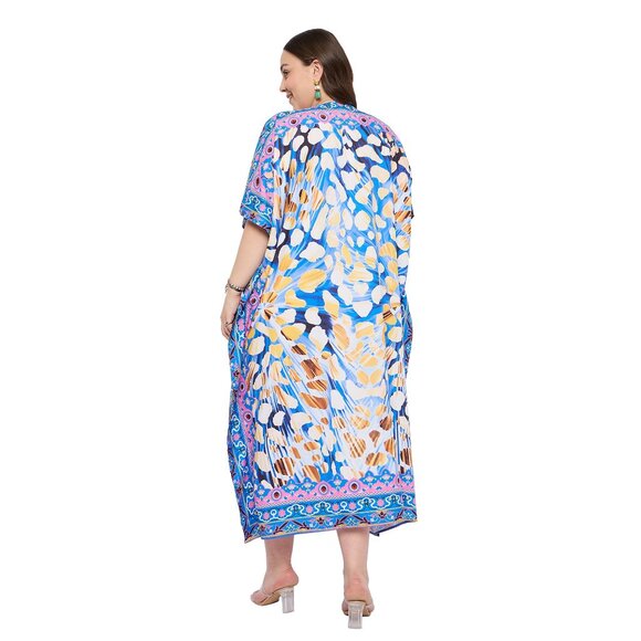 Gypsie Blu Leopard Printed Caftan Dress Stylish Maxi Dresses Christmas Gifts - Picture 8 of 8